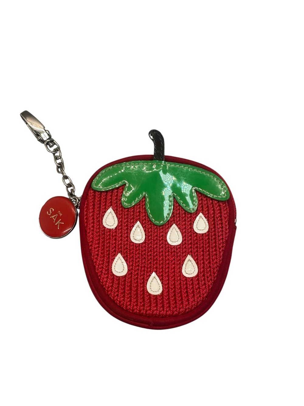 The Sak Red Strawberry Crochet Bag Charm Coin Purse Bag 4.5" Summer